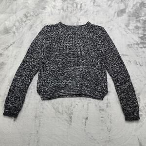 Ambiance Sweater Women M Black White Marled Thick Knit Pullover Crew Neck Casual